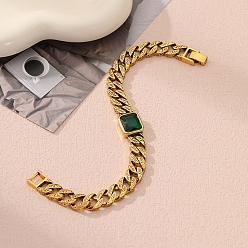 Изумруд Браслеты Rhinestone сплава, браслеты из цепочек для пары, изумруд, 8-7/8 дюйм (22.5 см)