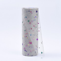 Темно-Серый Сетчатые ленты с пайетками и звездами, тюль ткань, Тюль-рулонная ткань для юбки, темно-серый, 6 дюйм (15.24 см), о 10 ярдах / рулоне (9.144 м / рулон).