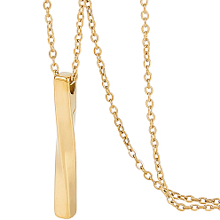 Golden 304 Stainless Steel Twisted Rectangle Pendant Urn Ashes Necklaces, Golden, 21.85 inch(55.5cm)