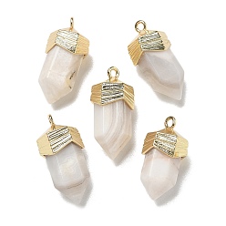 Сумасшедший Агат Подвески из натурального сумасшедшего агата с огранкой, подвески в форме меча с латунной фурнитурой в стиле реечной гальванизации, золотые, 21~23x9x10.5 мм, отверстие : 1.6 мм