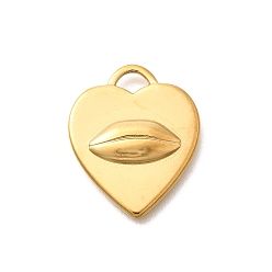 Настоящее золото 18K 304 подвески из нержавеющей стали, сердце с губными подвесками, ионное покрытие (ip), реальный 18 k позолоченный, 21.5x18x2.5 мм, отверстие : 4.5x3 мм