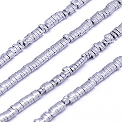 Platinum Plated Electroplate Non-magnetic Synthetic Hematite Beads Strands, Oval, Platinum Plated, 3x2x1mm, Hole: 1mm, about 350pcs/strand, 15.7 inch