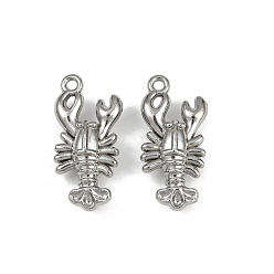 Other Animal Подвески из нержавеющей стали 304, анти-тускнение, омар, 22x10.5x6 мм, отверстие : 1.4 мм