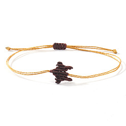 Кокосово-Коричневый Плетеные браслеты из вощеного шнура для женщин, звезда, кокосового коричневый, внутренний диаметр: 11 дюйм (28 см)