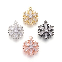 (52) Непрозрачная лаванда Латунные микро проложить кубического циркония подвески, долговечный, снежинка, разноцветные, 17x13x4 мм, отверстие : 1.2 мм