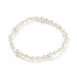 Champagne Yellow Electroplate Glass Beads Stretch Bracelets, with Glass Pearl Round Beads, Champagne Yellow, 2-1/8 inch~2-1/4 inch(5.5~5.8cm)