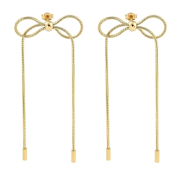 Золотой Ионное покрытие (ip) 304 серьги-гвоздики из нержавеющей стали, бантом, золотые, 85x36.5 мм