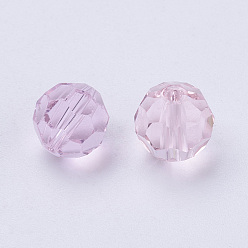 Pink Imitation Austrian Crystal Beads, Grade AAA, Faceted(32 Facets), Round, Pink, 8mm, Hole: 0.9~1.4mm