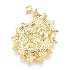 Золотой Подвески из сплава , форма раковины, золотые, 34x26.5x6.5 мм, отверстие : 1.8 мм