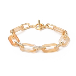 пшеница Браслеты-цепочки из акрила и алюминия, с 304 из нержавеющей стали тумблеров застежками, цвет пшеницы, 7-3/4 дюйм (19.8 см)