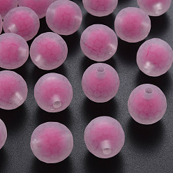 Camellia Transparent Acrylic Beads, Bead in Bead, Faceted, Frosted, Round, Camellia, 16mm, Hole: 3mm, about 205pcs/500g