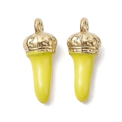 Желтый Ионное покрытие (ip) 304 подвески из нержавеющей стали, с эмалью, реальный 18 k позолоченный, рог изобилия / итальянский рог корничелло амулеты, желтые, 15x6x4 мм, отверстие : 1.2 мм