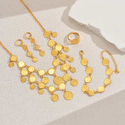 Золотой Винтажные латунные браслеты с кисточками из монет, серьги, многослойные ожерелья и кольца для женской вечеринки, золотые