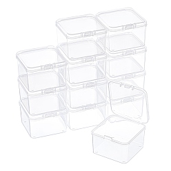 Белый Прозрачные пластиковые бусины, с откидными крышками, откидная крышка, квадратный, белые, 5.5x5.5x3.5 см, Внутренний размер: 5.1x5.1 см