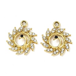 Peacock Подвески из сплава с кристаллами и стразами и анималистическим рисунком, золотые, павлин очарование, 20.5x17.5x4 мм, отверстие : 1.8 мм