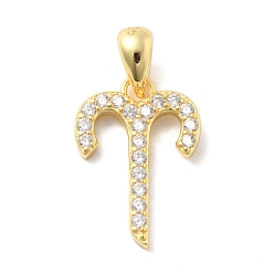 Овен 925 подвески из стерлингового серебра с прозрачным микропаве и цирконием, обереги двенадцати созвездий, золотые, Овен, 10~16x10~15.5x1.5~2 мм, отверстие : 2.5x5 мм