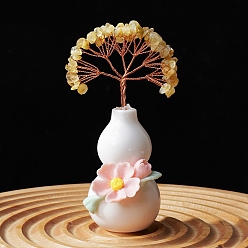 Цитрин Украшения из натуральной цитриновой крошки в виде дерева жизни на тыквенной основе, Медная проволока, энергетический камень фэн-шуй, подарок для женщин и мужчин, медитация, 130~140 мм