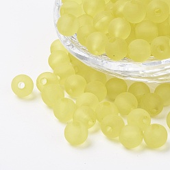 Желтый Прозрачные акриловые бусины, круглые, матовые, желтые, 12 мм, Отверстие : 2 мм , около 500 шт / 500 г
