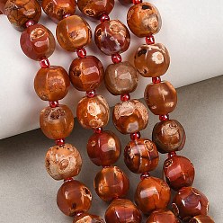 (224) Цвет бронзы Олимп внутри цвета Природные пожары треск агат бисер нитей, окрашенная и подогревом, в форме инжира, с бисером, 10~11x9.5~10 мм, отверстие : 1.2 мм, около 33 шт / нитка, 15.55'' (39.5 см)