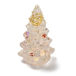 Opalite Resin Christmas Tree Display Decoration, with Opalite Chips inside Statues for Home Office Decorations, 36x37x57mm