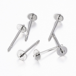 Нержавеющая Сталь Цвет Устойчивые к потускнению 304 фурнитура для сережек-гвоздиков из нержавеющей стали, за половину пробурено бисера, цвет нержавеющей стали, 13.5x4 мм, штифты : 0.8 мм