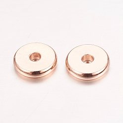Or Rose Perles d'espacement en laiton doré rose, sans nickel, plat rond, 8x2mm, Trou: 2mm