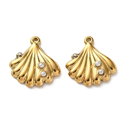 Золотой 304 подвески из нержавеющей стали, формы раковины, с абс пластмассовой имитационной жемчужиной, ионное покрытие (ip), золотые, 20x19x4.5 мм, отверстие : 1 мм