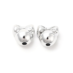 Платина Пластиковые бусины ccb, круглый с бантом, платина, 17x17.4x14 мм, отверстие : 3 мм