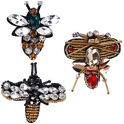 (52) Непрозрачная лаванда 3шт 3 стиль пчелы форма фетр пришить аппликации, аппликации из бисера со стразами, аксессуары для костюма, разноцветные, 38~52x36.5~69x8~10.5 мм, 1 шт / стиль