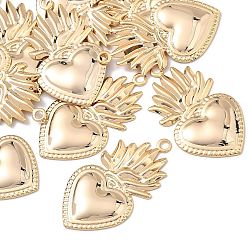 Plaqué 18K Or Véritable Pendentifs en laiton shegrace, breloques sacré coeur, sans plomb et sans cadmium et sans nickel, réel 18 k plaqué or, 28x21x2mm, Trou: 2.5mm