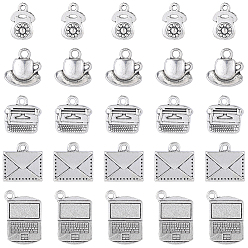 Античное Серебро 50 шт 5 стили подвески из сплава в тибетском стиле, разнообразные, античное серебро, 14.5~21x10~14.5x1.5~3.5 мм, отверстие : 1.5~2.5 мм, 10 шт / стиль