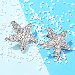 Морская звезда Латунные серьги-гвоздики для женщин, платина, морская звезда, 30x32 мм