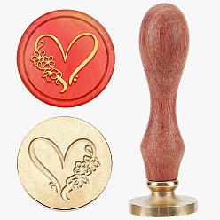 Сердце Набор сургучной печати, печать сургучом твердой латунной головки, деревянная ручка ретро латунный штамп комплект съемный, для конвертов приглашений, подарочная карта, сердце, 83x22 мм