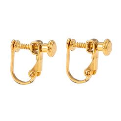 Golden Brass Screw On Clip-on Earring Findings, Spiral Ear Clip, For Non-Pierced Ears, Golden, 13~15x13x5mm