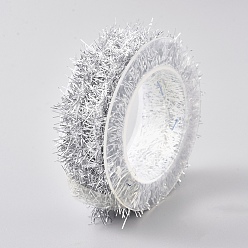 Silver Shiny Tinsel Hanging Garland, For Xmas/Wedding/Birthday Party Decoration, Silver, 65mm, about 2m/roll