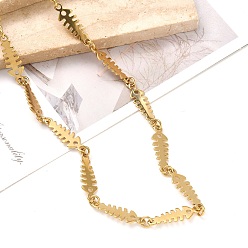 Golden 304 Stainless Steel Fishbone Link Chain Necklaces for Women, Golden, 17.20 inch(43.7cm)