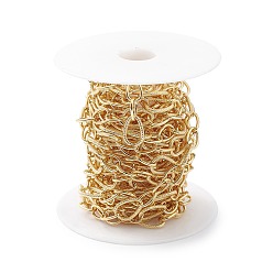 Настоящее золото 18K Латунная цепь с каплевидным звеном, без свинца и без кадмия, несварные, с катушкой, реальный 18 k позолоченный, 15x10.5x2 мм, 11.5x8x1.5 мм