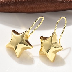 Настоящее золото 18K Серьги-подвески из латуни в форме звезды, без кадмия и без свинца, стойки покрытие, реальный 18 k позолоченный, 35.5x22 мм