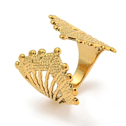 Настоящее золото 18K Ионное покрытие (IP) 304 Открытая манжета в форме веера из нержавеющей стали для женщин, реальный 18 k позолоченный, внутренний диаметр: 17 мм