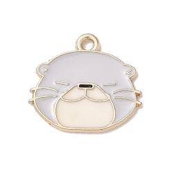 Светлый Стально-синий Подвески из эмали и сплава, бобровый шарм, золотой свет, светло-стальной синий, 18x20x1 мм, отверстие : 1.6 мм