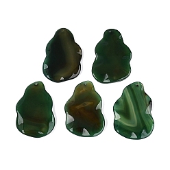 Verde Oscuro Ágata natural, teñido grandes colgantes, encantos de pepitas, verde oscuro, 53~56x35~38x5~8 mm, agujero: 1.4~1.6 mm