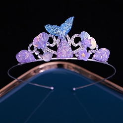 Фиолетовый Сплав горный хрусталь ленты для волос, аксессуары для волос для женщин и девочек, корона, фиолетовые, 130 мм