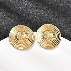 Настоящее золото 18K 304 плоские круглые серьги-гвоздики из нержавеющей стали, ионное покрытие (ip), реальный 18 k позолоченный, 29 мм