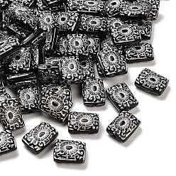 Rectangle Непрозрачные акриловые бусины, серебристого металла, обвитыми, чёрные, прямоугольные, 18.5x13.5x7.5 мм, отверстие : 2 мм, Около 314 шт / 500 г
