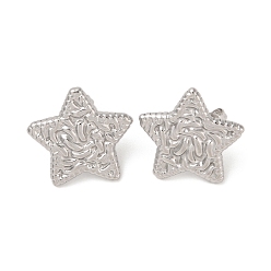 Star Non-Tarnish 304 Stainless Steel Stud Earrings for Women, Star, 21x22mm