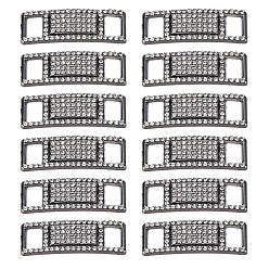 Черный Цвет Металла 12шт. пряжка для шнурка из сплава со стразами, прямоугольные, металлический черный , 10.5x30x2 мм, отверстие : 7x4 мм