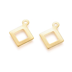 Golden 201 Stainless Steel Charms, Rhombus, Golden, 12x9.5x0.5mm, Hole: 1mm