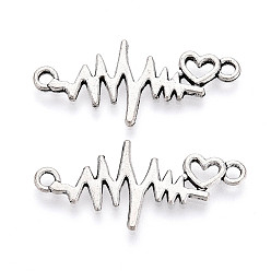 Античное Серебро Звенья / разъемы из сплава в тибетском стиле, сердцебиение, без кадмия и без свинца, античное серебро, 31x14x1.2 мм, отверстие : 1.8~2 мм, Около 1149 шт / 1000 г