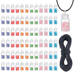 (52) Непрозрачная лаванда Наборы для изготовления подвесок и ожерелий из вощеного полиэстерного шнура и стеклянных бутылочек для загадывания желаний своими руками., разноцветные, 1 мм