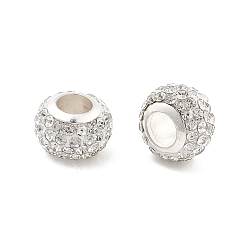 Белый Дым Рондель полимерная глина европейские бусины, бусины с большим отверстием, с сердцевиной из горного хрусталя и сплава, серый, 11.5x7.5 мм, отверстие : 5 мм